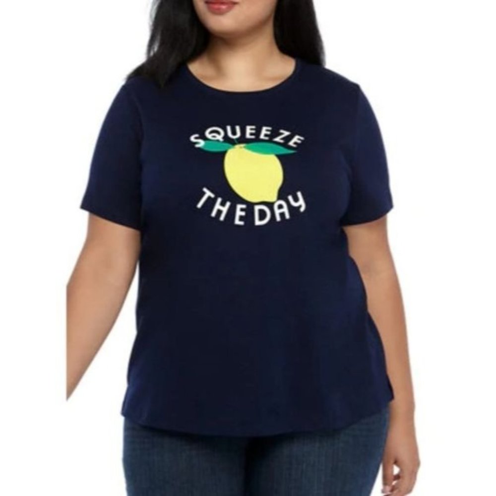 Kim Rogers NWT "squeeze the‎ day" graphic lemon shirt woman's size 2X